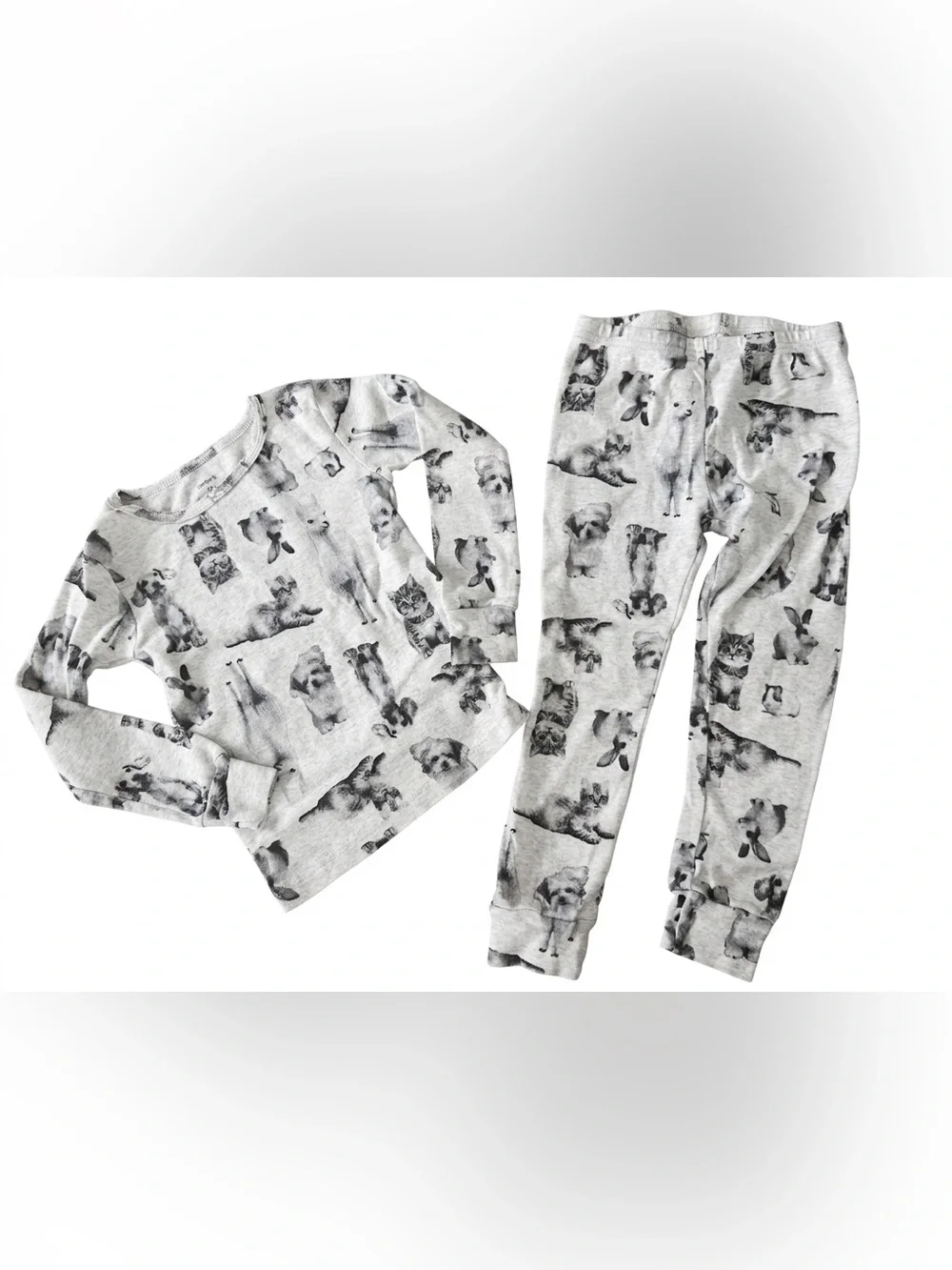 Carter's Girls 100% Cotton Animal Sketch Pajama Set Grey Size 4 Snug Fit
